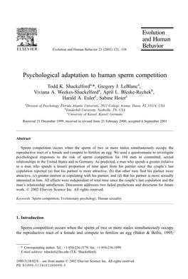 Psychological Adaptation to Human Sperm Competition