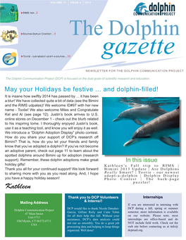 Dolphin Gazette, DCP’S Quarterly Newsletter