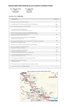 Driving Directions from Bajaj Auto Limited to Bharat Forge