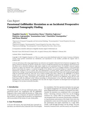 Parastomal Gallbladder Herniation As an Incidental Preoperative Computed Tomography Finding