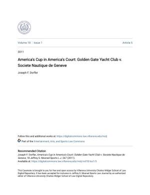 America's Cup in America's Court: Golden Gate Yacht Club V. Societe Nautique De Geneve