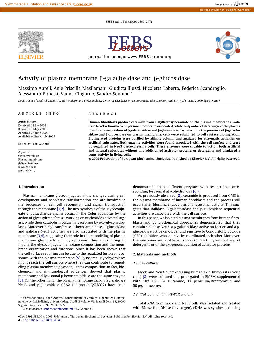 Activity of Plasma Membrane Β-Galactosidase and Β-Glucosidase