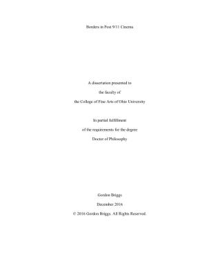 Borders in Post 9/11 Cinema a Dissertation Presented to the Faculty