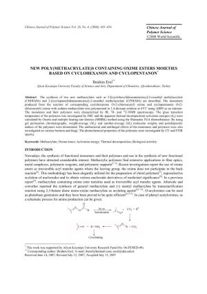 S Containing Oxime Esters Moieties Based on Cyclohexanon and Cyclopentanon*