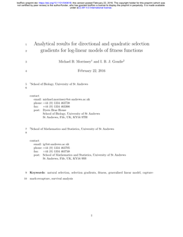 Analytical Results for Directional and Quadratic Selection Gradients for Log