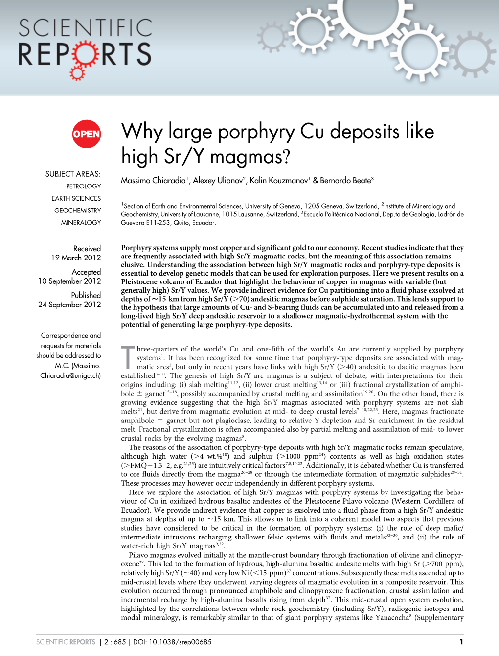 Why Large Porphyry Cu Deposits Like High Sr/Y Magmas?