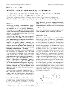 Solubilization of Vorinostat by Cyclodextrins