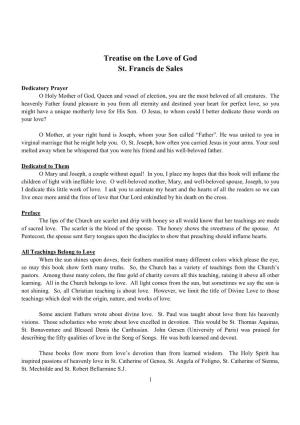 Treatise on the Love of God St. Francis De Sales