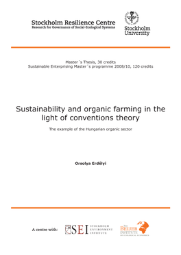 Sustainability and Organic Farming in the Light of Conventions Theory