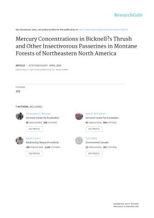 Mercury Concentrations in Bicknell's Thrush and Other Insectivorous Passerines in Montane Forests of Northeastern North America