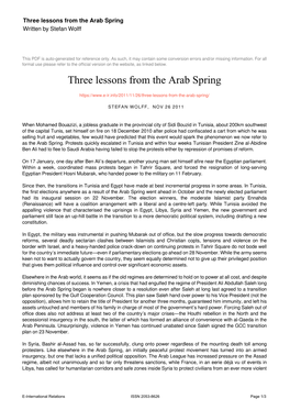 Three Lessons from the Arab Spring Written by Stefan Wolff