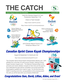 THE CATCH South Niagara Canoe Club Newsletter August 2016