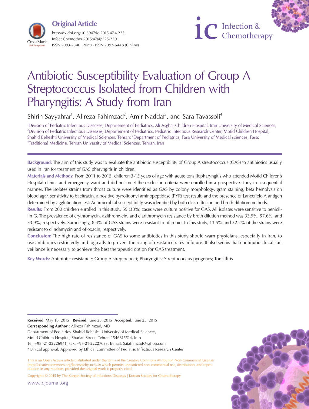 Antibiotic Susceptibility Evaluation of Group a Streptococcus Isolated