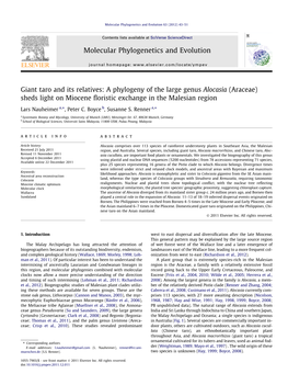 Giant Taro and Its Relatives: a Phylogeny of the Large Genus Alocasia (Araceae) Sheds Light on Miocene Floristic Exchange In