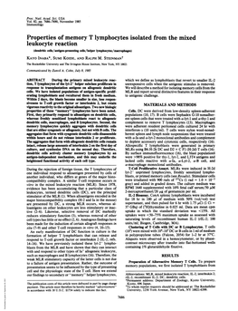 Properties of Memory T Lymphocytes Isolated from the Mixed Leukocyte Reaction