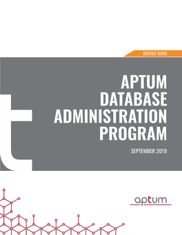 Aptum Database Administration Program September 2019 Overview