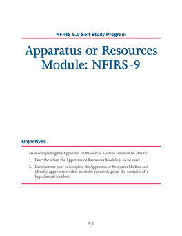 Apparatus Or Resources Module: NFIRS-9