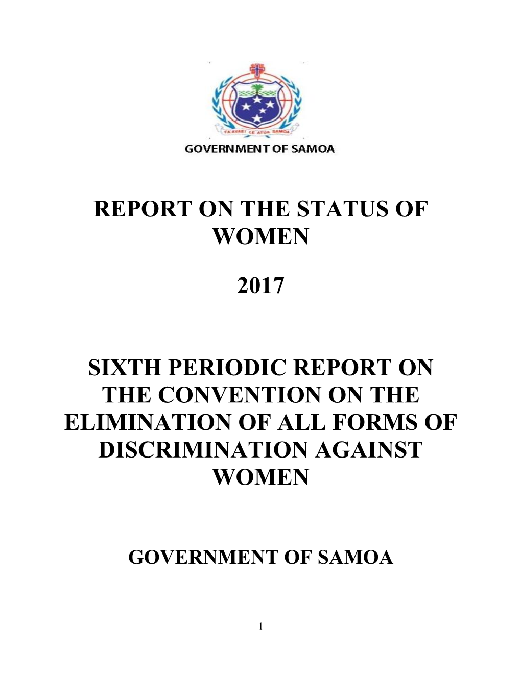 Report on the Status of Women 2017 Sixth Periodic