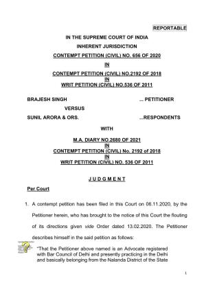 (Civil) No. 656 of 2020 in Contempt Petition (Civil) No.2192 of 2018 in Writ Petition (Civil) No.536 of 2011
