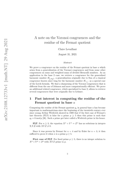 A Note on the Voronoi Congruences and the Residue of the Fermat Quotient