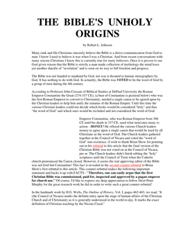 THE BIBLE's UNHOLY ORIGINS" by Brian Show