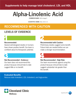 Alpha-Linolenic Acid COMMON NAME: ALA Omega-3
