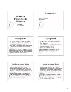 INTD0112 Introduction to Linguistics