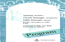 Visiting Artists: Claude Delangle, Saxophonist Odile Delangle, Pianist