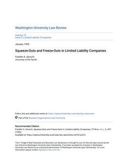 Squeeze-Outs and Freeze-Outs in Limited Liability Companies