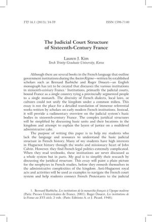 The Judicial Court Structure of Sixteenth-Century France