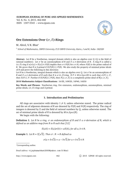 Ore Extensions Over (Σ,Δ)-Rings