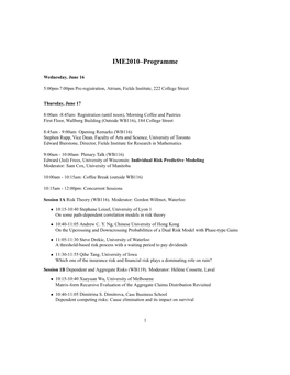 IME2010–Programme