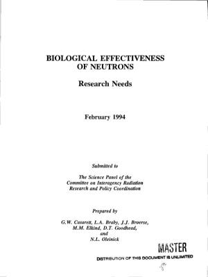Biological Effectiveness of Neutrons