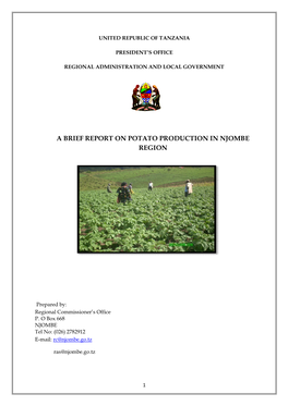 A Brief Report on Potato Production in Njombe Region