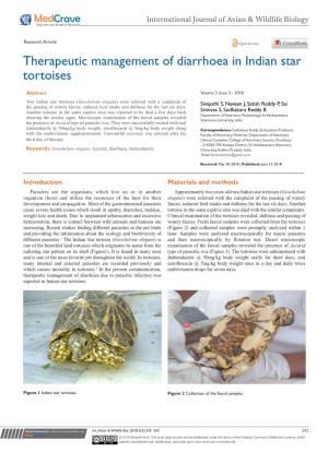 Therapeutic Management of Diarrhoea in Indian Star Tortoises