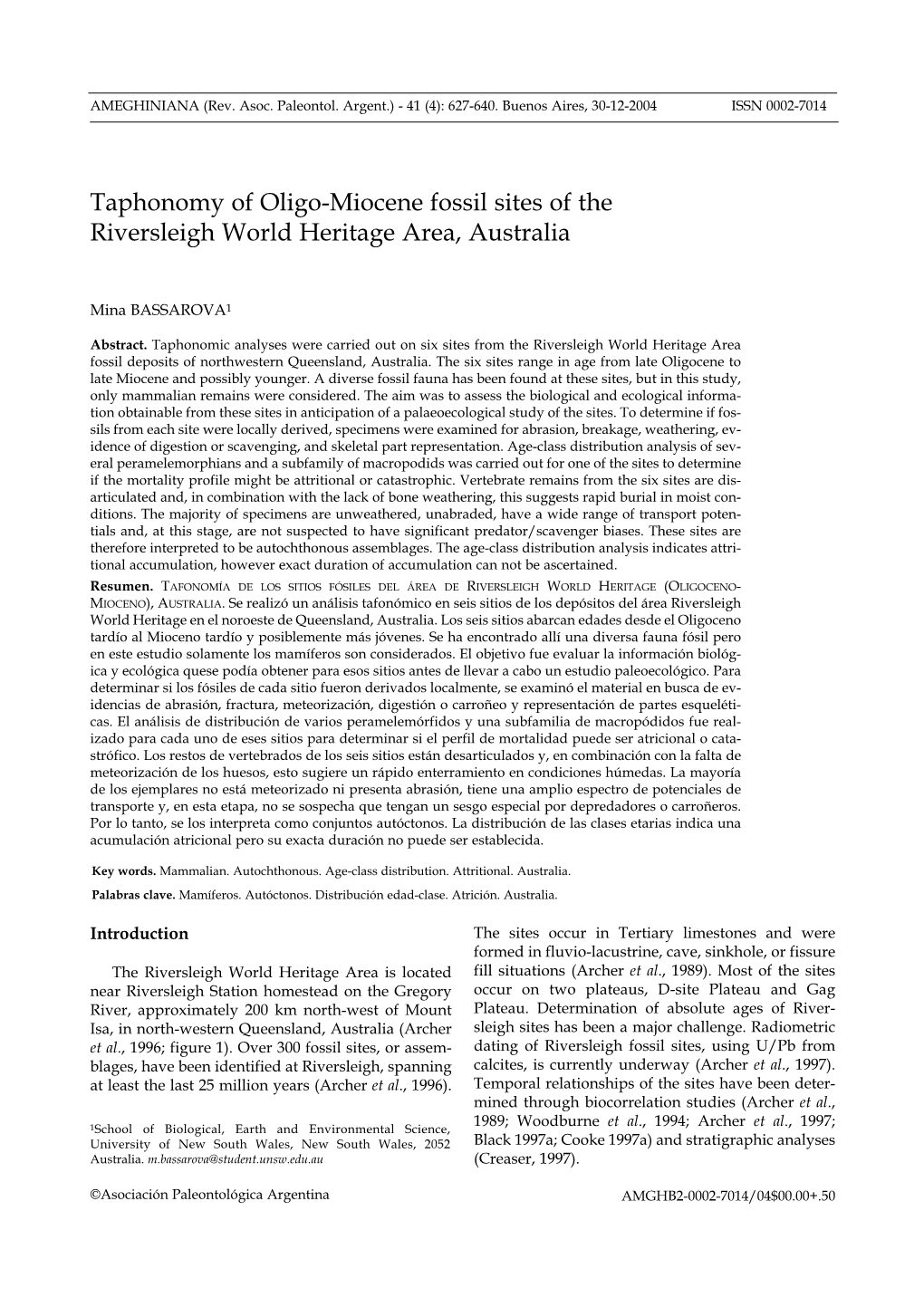 Taphonomy of Oligo-Miocene Fossil Sites of the Riversleigh World Heritage Area, Australia