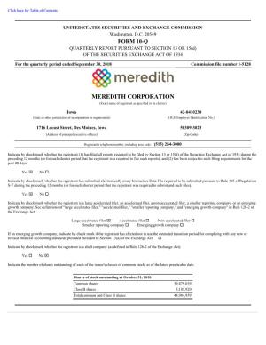 MEREDITH CORPORATION (Exact Name of Registrant As Specified in Its Charter)