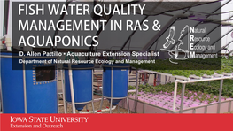 Fish Water Quality Management in RAS And