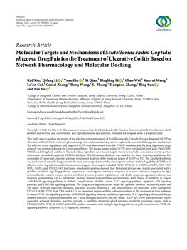 Molecular Targets and Mechanisms of Scutellariae Radix-Coptidis Rhizoma