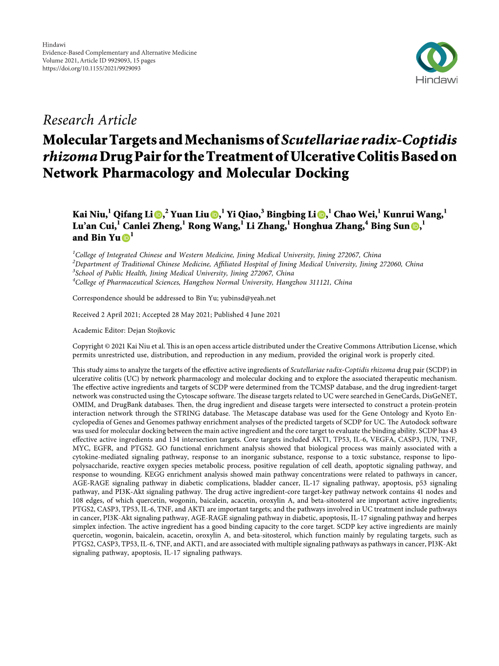 Molecular Targets And Mechanisms Of Scutellariae Radix-Coptidis Rhizoma ...