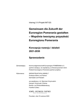 Gemeinsam Die Zukunft Der Euroregion Pomerania Gestalten – Wspólnie Tworzymy Przyszłość Euroregionu Pomerania