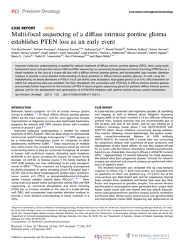 Multi-Focal Sequencing of a Diffuse Intrinsic Pontine Glioma Establishes PTEN Loss As an Early Event