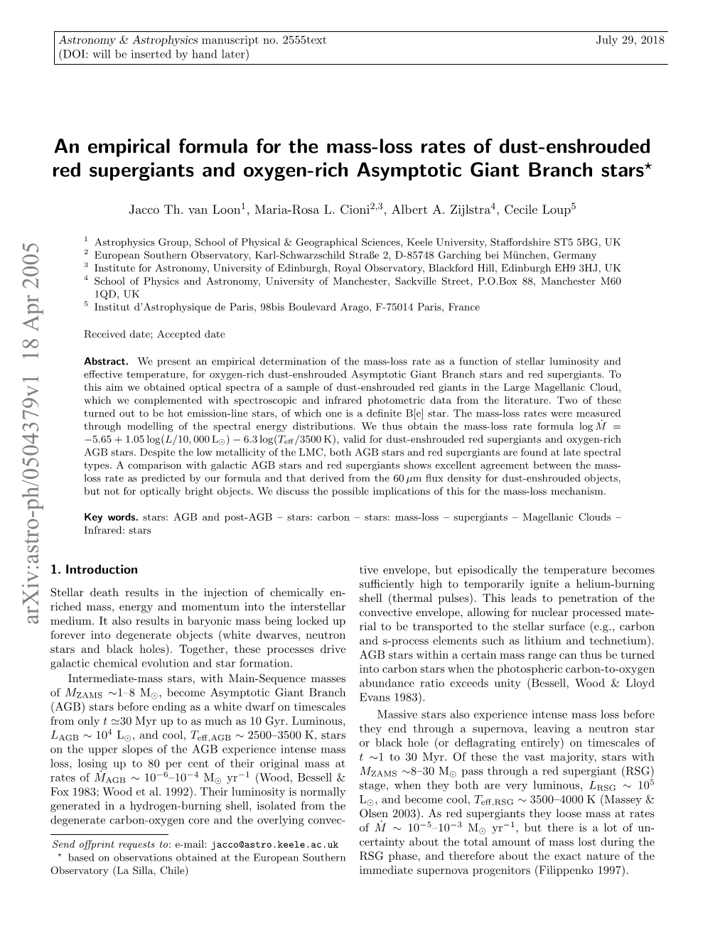 An Empirical Formula for the Mass-Loss Rates of Dust-Enshrouded