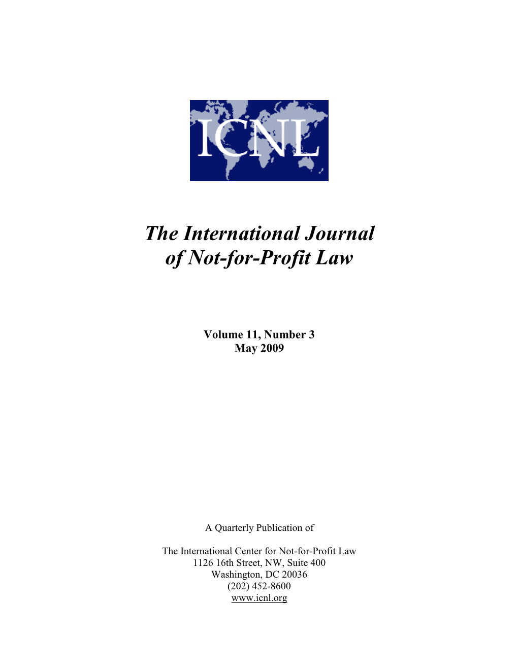 The International Journal of Not-For-Profit Law