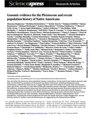 Genomic Evidence for the Pleistocene and Recent Population History of Native Americans