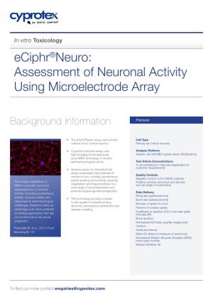 Assessment of Neuronal Activity Using Microelectrode Array