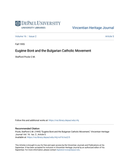 Eugène Boré and the Bulgarian Catholic Movement