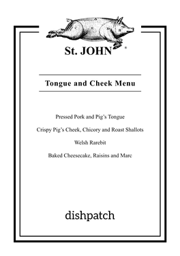 Tongue and Cheek Menu by St. JOHN