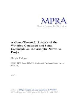 A Game-Theoretic Analysis of the Waterloo Campaign and Some Comments on the Analytic Narrative Project