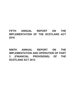 Fifth Annual Report on the Implementation of the Scotland Act 2016